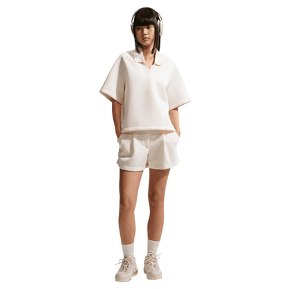 Beige - Pack Shot - Nike Womens-Ladies Fleece Short-Sleeved Polo Shirt
