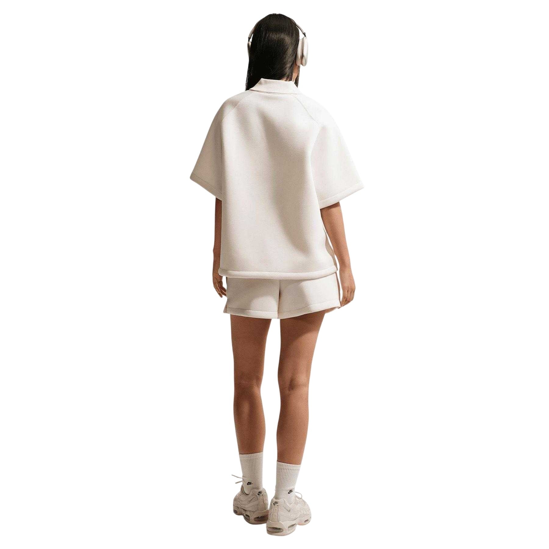 Beige - Close up - Nike Womens-Ladies Fleece Short-Sleeved Polo Shirt