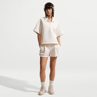 Chalk - Lifestyle - Nike Womens-Ladies Fleece Short-Sleeved Polo Shirt