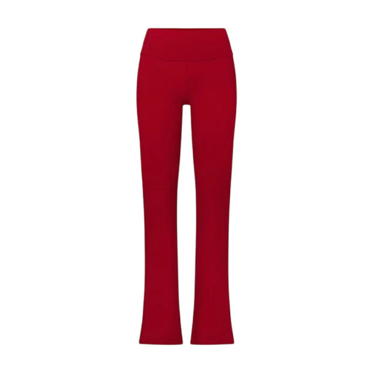 Brick - Front - Skims Womens-Ladies Cotton Jersey Foldover Trousers