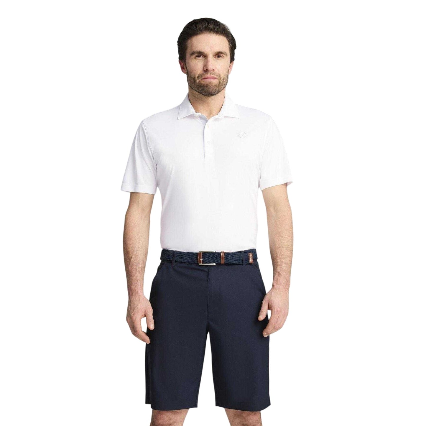White - Side - Puma Mens Pure 2.0 Embroidered Logo Long-Sleeved Polo Shirt