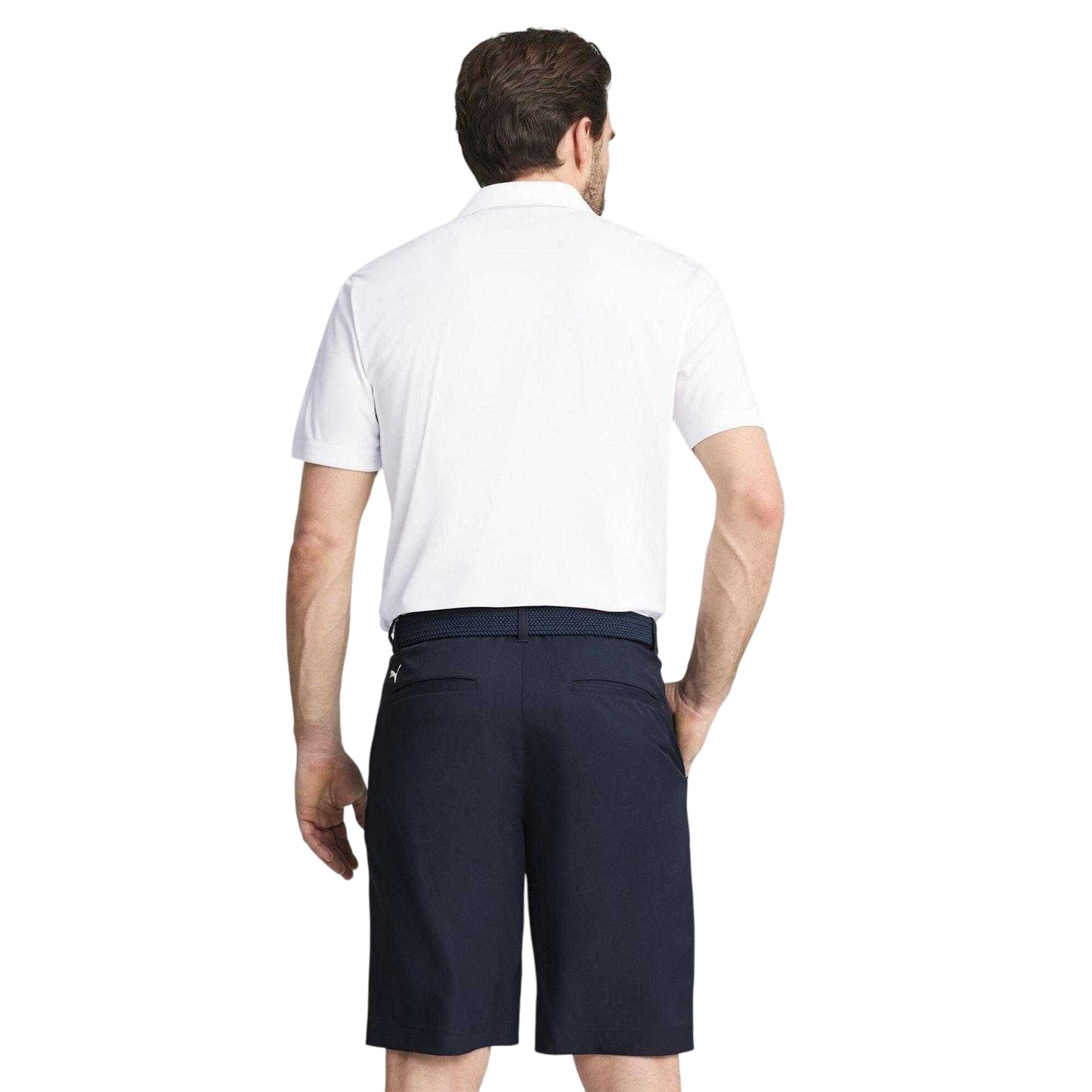 White - Lifestyle - Puma Mens Pure 2.0 Embroidered Logo Long-Sleeved Polo Shirt