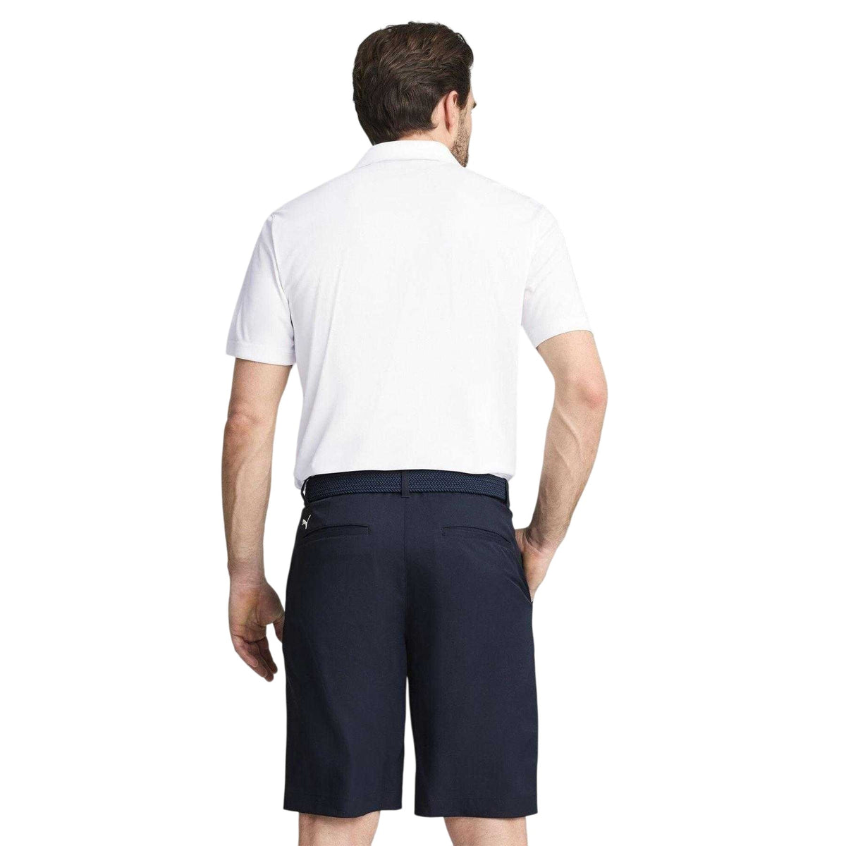 White - Lifestyle - Puma Mens Pure 2.0 Embroidered Logo Long-Sleeved Polo Shirt