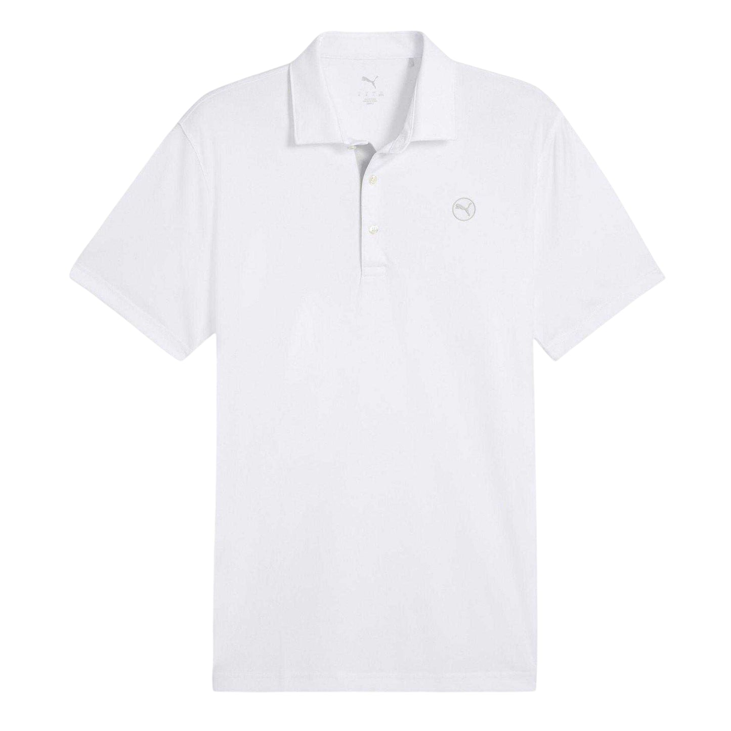 White - Front - Puma Mens Pure 2.0 Embroidered Logo Long-Sleeved Polo Shirt
