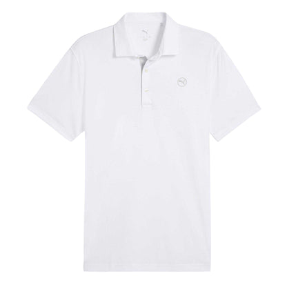 White - Front - Puma Mens Pure 2.0 Embroidered Logo Long-Sleeved Polo Shirt