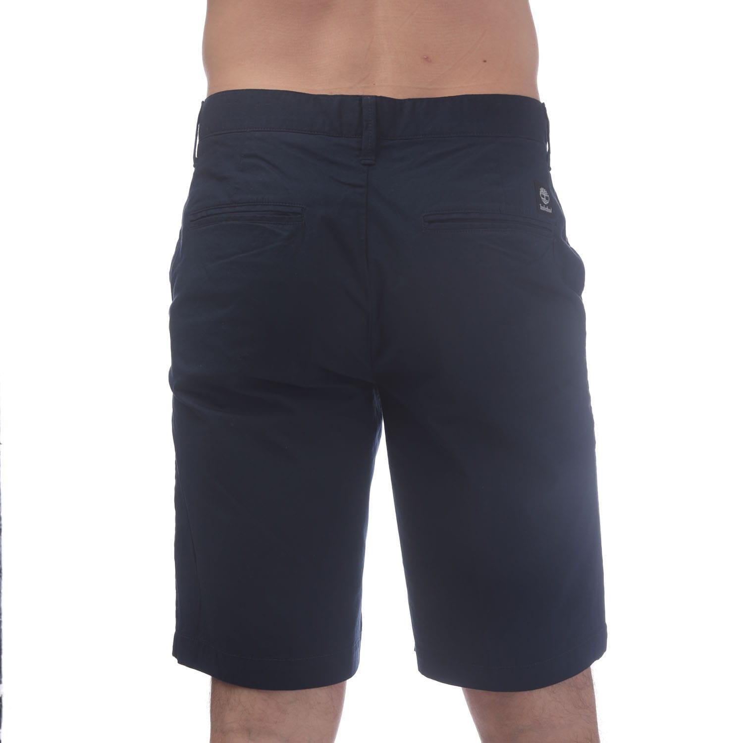 Navy - Back - Timberland Mens Topsfield Poplin Chino Shorts