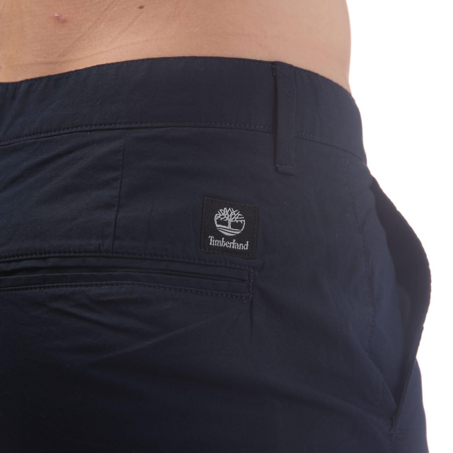 Navy - Side - Timberland Mens Topsfield Poplin Chino Shorts