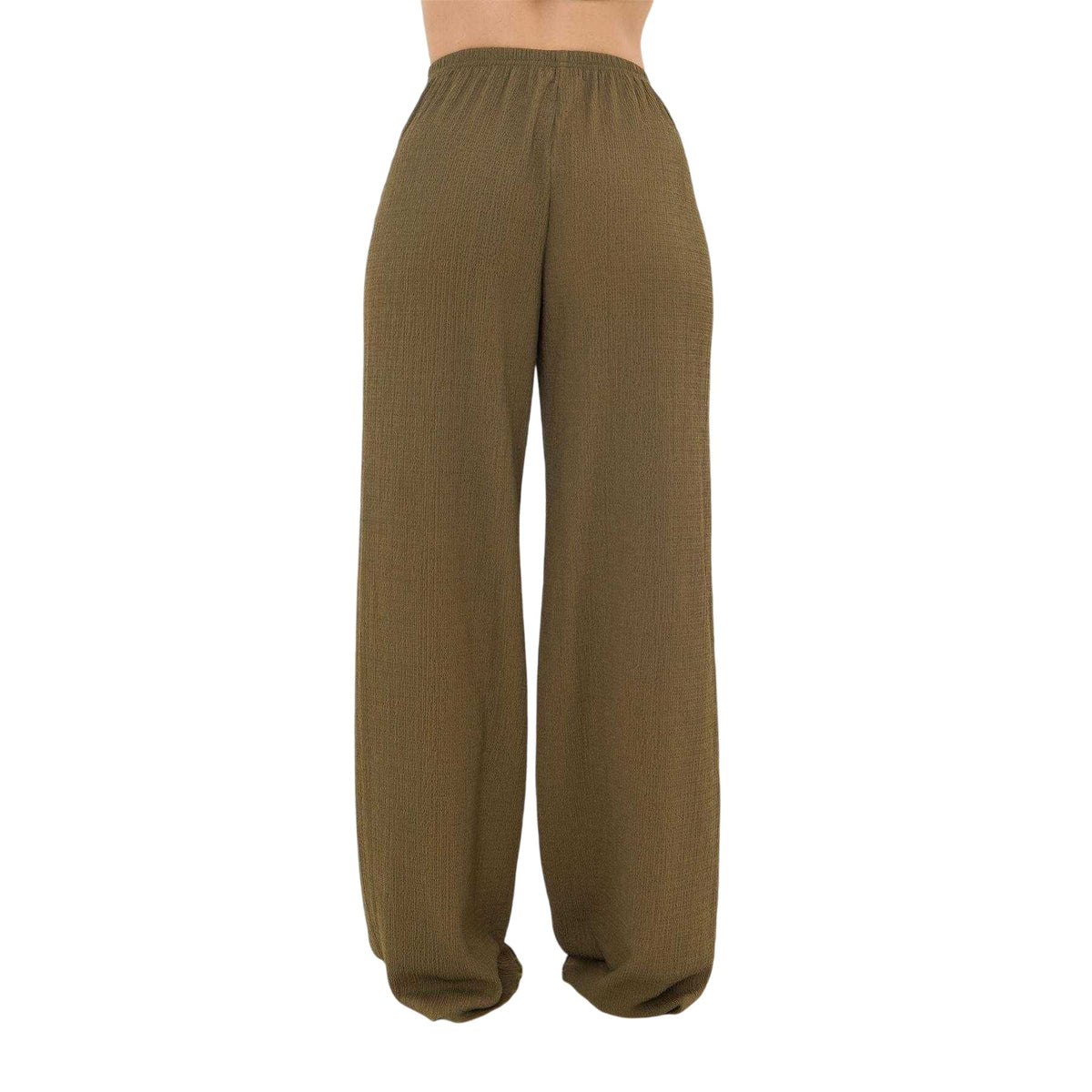 Khaki Green - Back - I Saw It First Womens-Ladies Palazzo Wide Leg Trousers