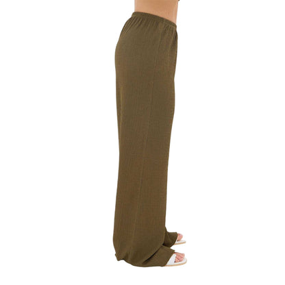 Khaki Green - Side - I Saw It First Womens-Ladies Palazzo Wide Leg Trousers