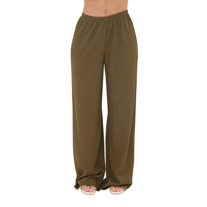 Khaki Green - Front - I Saw It First Womens-Ladies Palazzo Wide Leg Trousers