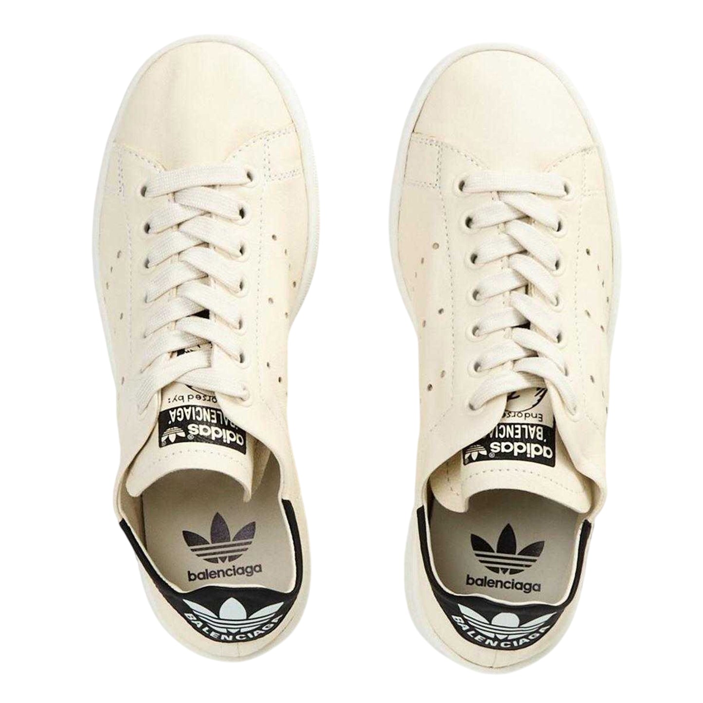 Off White-Black - Side - Balenciaga Childrens-Kids Stan Smith Adidas Leather Trainers