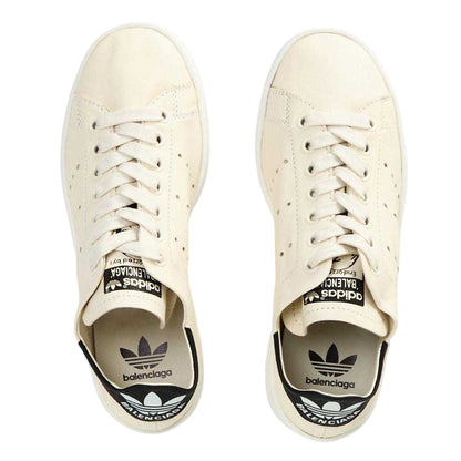 Off White-Black - Side - Balenciaga Childrens-Kids Stan Smith Adidas Leather Trainers