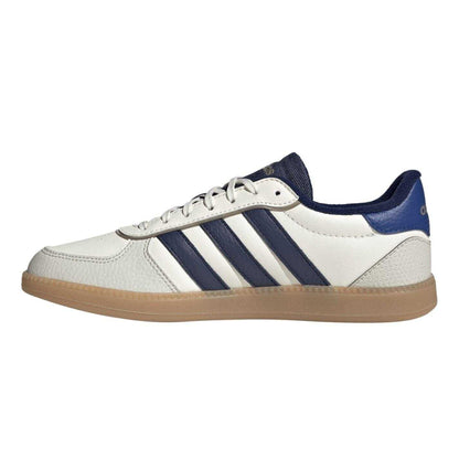 White-Blue - Side - Adidas Womens-Ladies Breaknet 3 Stripes Leather Trainers
