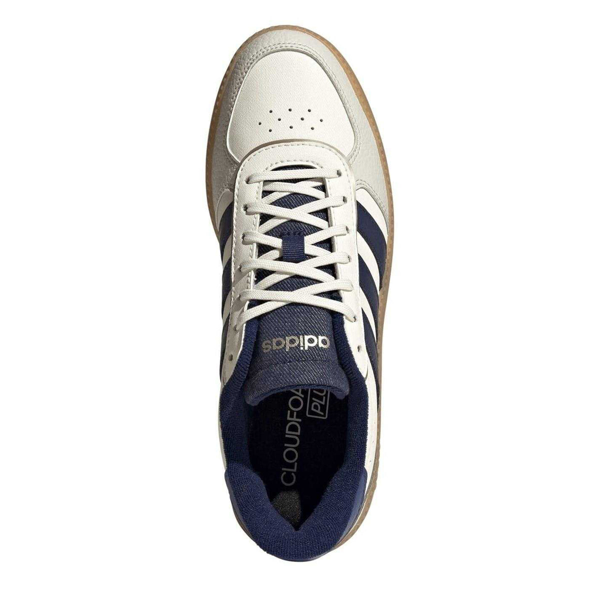 White-Blue - Lifestyle - Adidas Womens-Ladies Breaknet 3 Stripes Leather Trainers