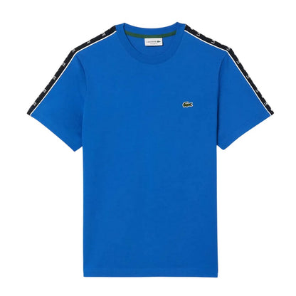 Blue - Front - Lacoste Mens Logo Cotton Jersey Stripes T-Shirt