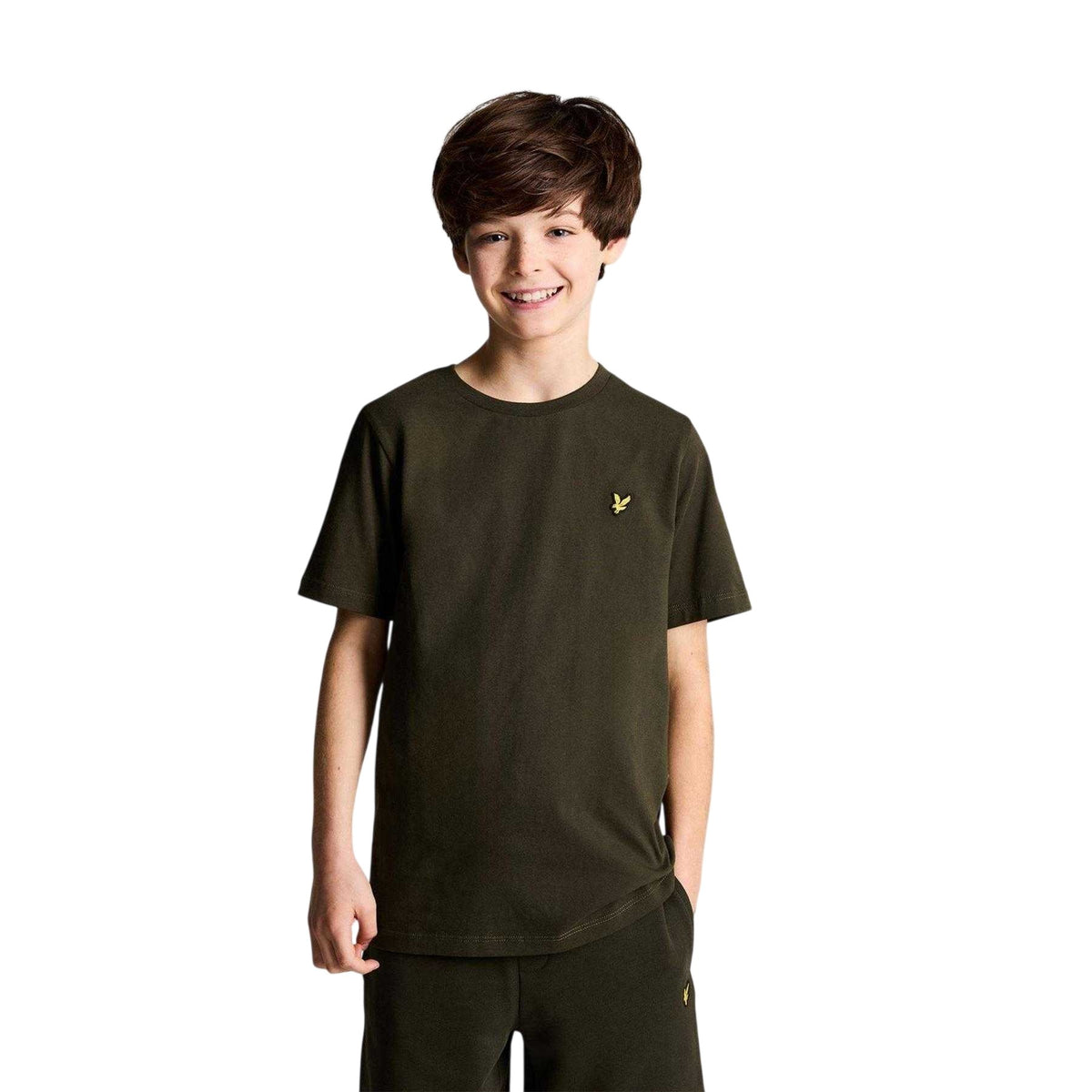 Olive - Front - Lyle & Scott Childrens-Kids Plain Regular T-Shirt