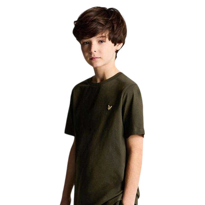 Olive - Back - Lyle & Scott Childrens-Kids Plain Regular T-Shirt