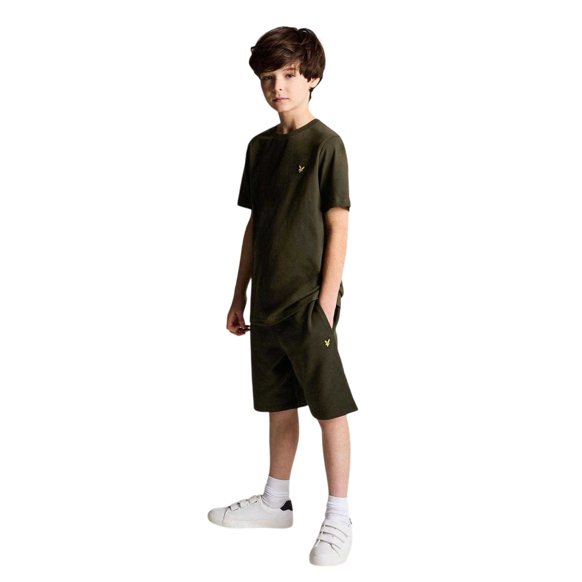 Olive - Side - Lyle & Scott Childrens-Kids Plain Regular T-Shirt