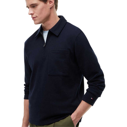 Desert Sky - Lifestyle - Tommy Hilfiger Mens Fleece Quarter Zip Polo Shirt