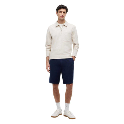 Heather Oat - Pack Shot - Tommy Hilfiger Mens Fleece Quarter Zip Polo Shirt