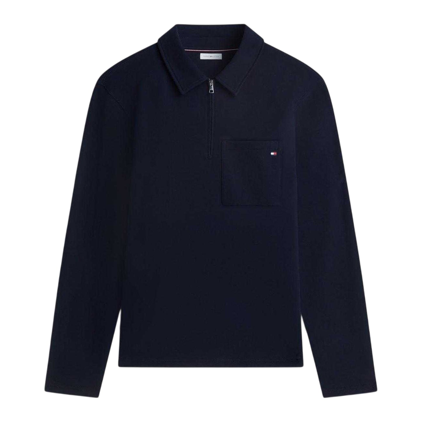 Desert Sky - Front - Tommy Hilfiger Mens Fleece Quarter Zip Polo Shirt
