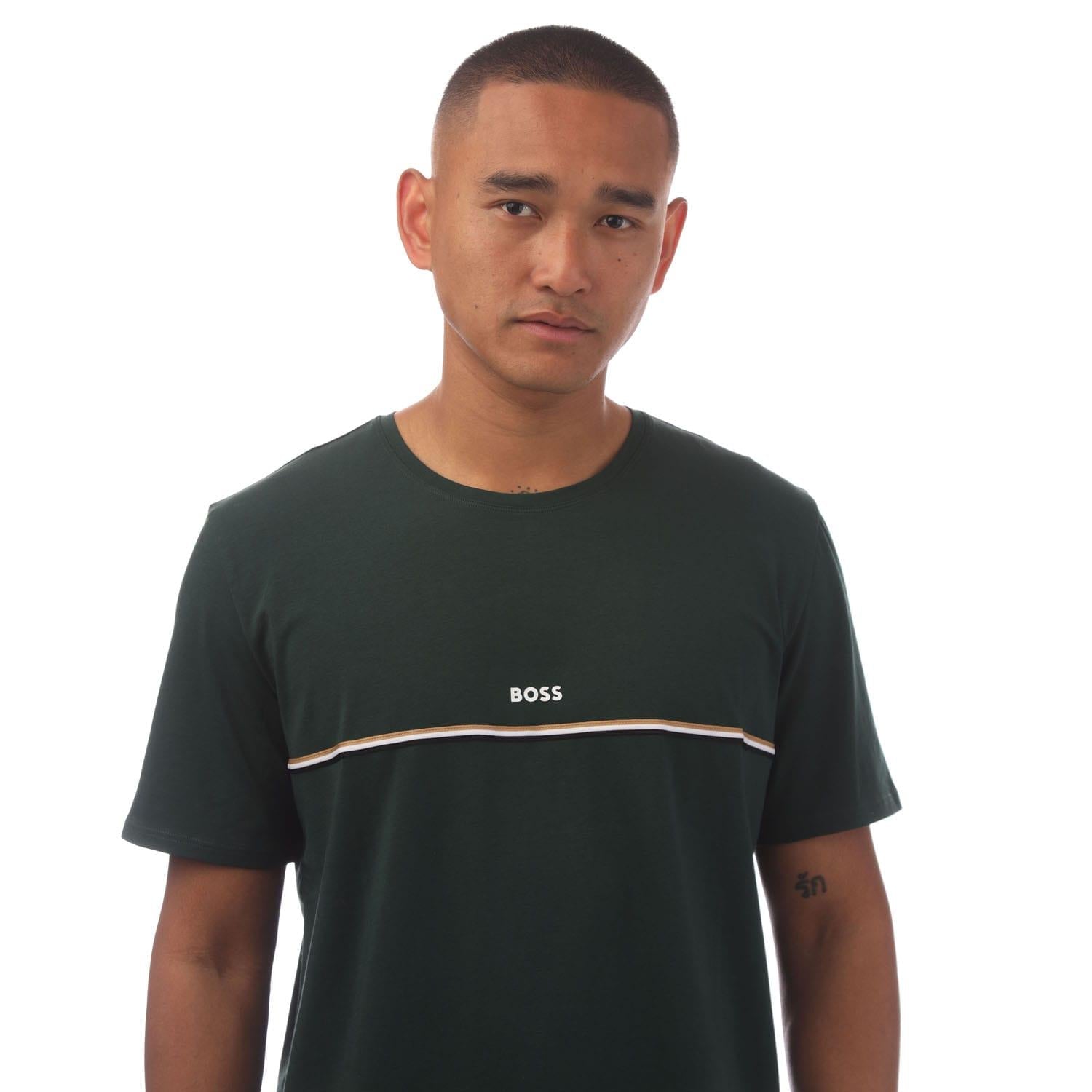 Green - Side - Hugo Boss Mens Logo T-Shirt