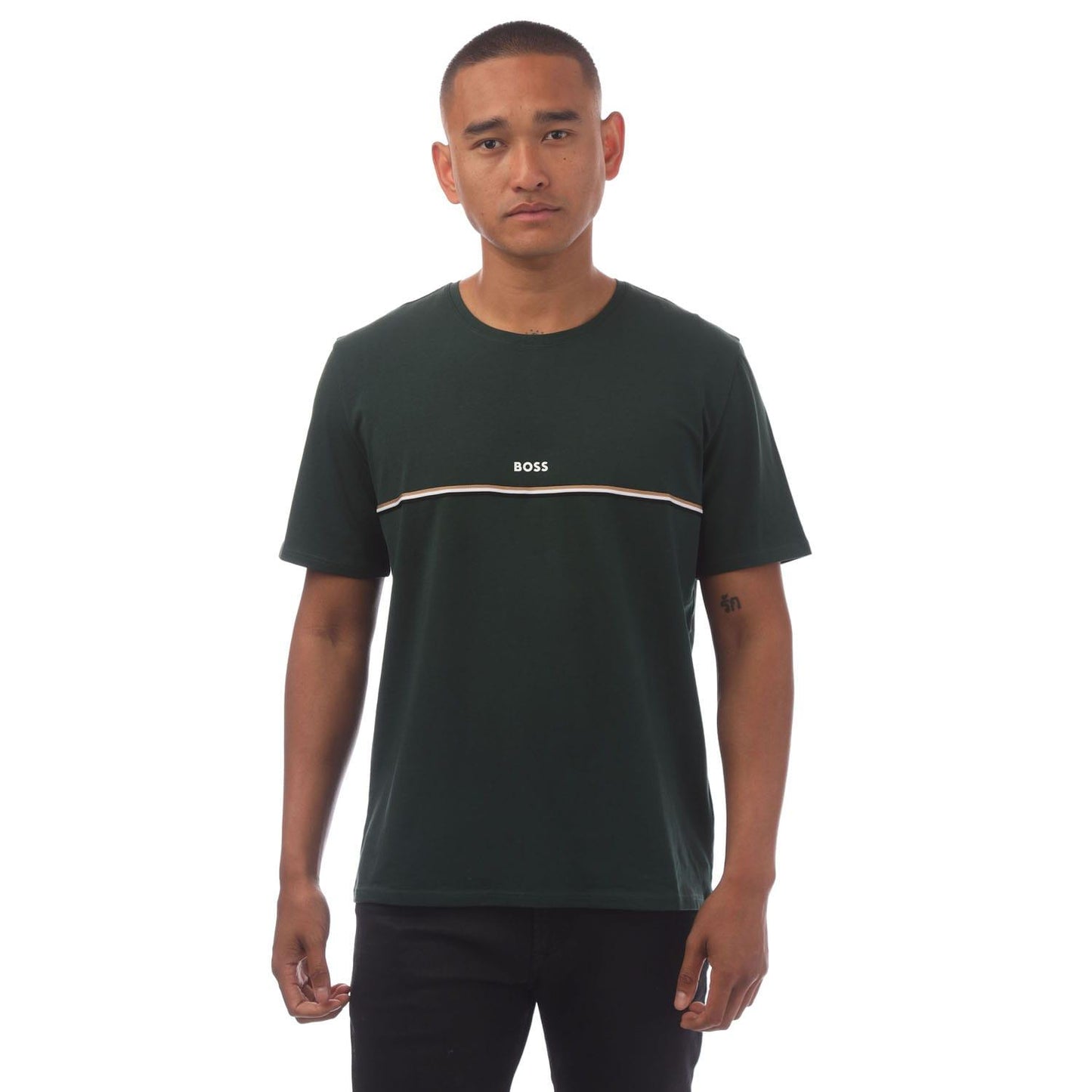 Green - Front - Hugo Boss Mens Logo T-Shirt