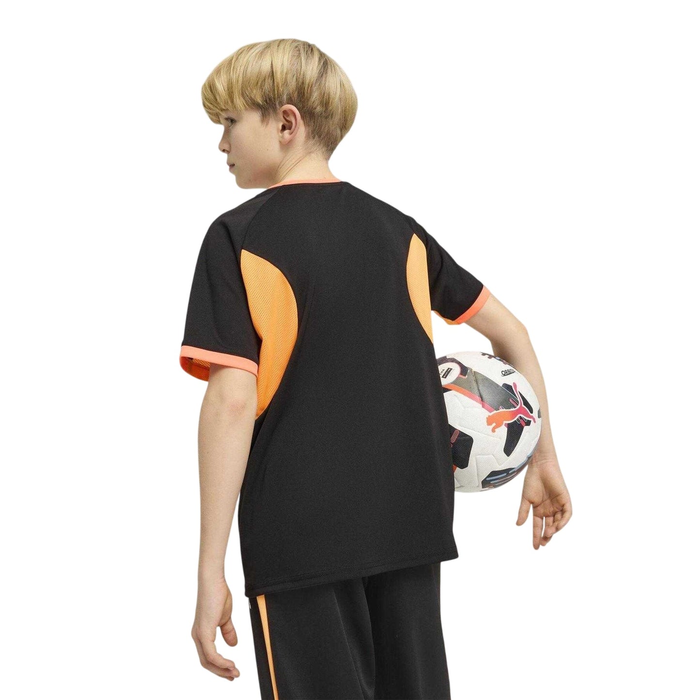 Black-Orange - Side - Puma Childrens-Kids Individualliga Football T-Shirt