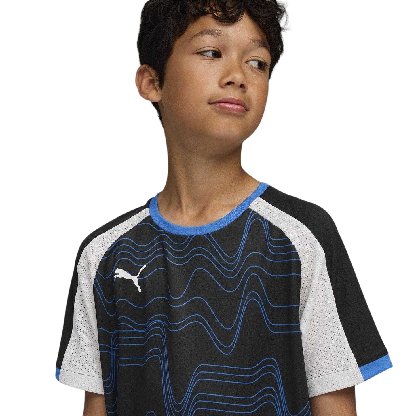 Black-White-Ultramarine Blue - Lifestyle - Puma Childrens-Kids Individualliga Football T-Shirt