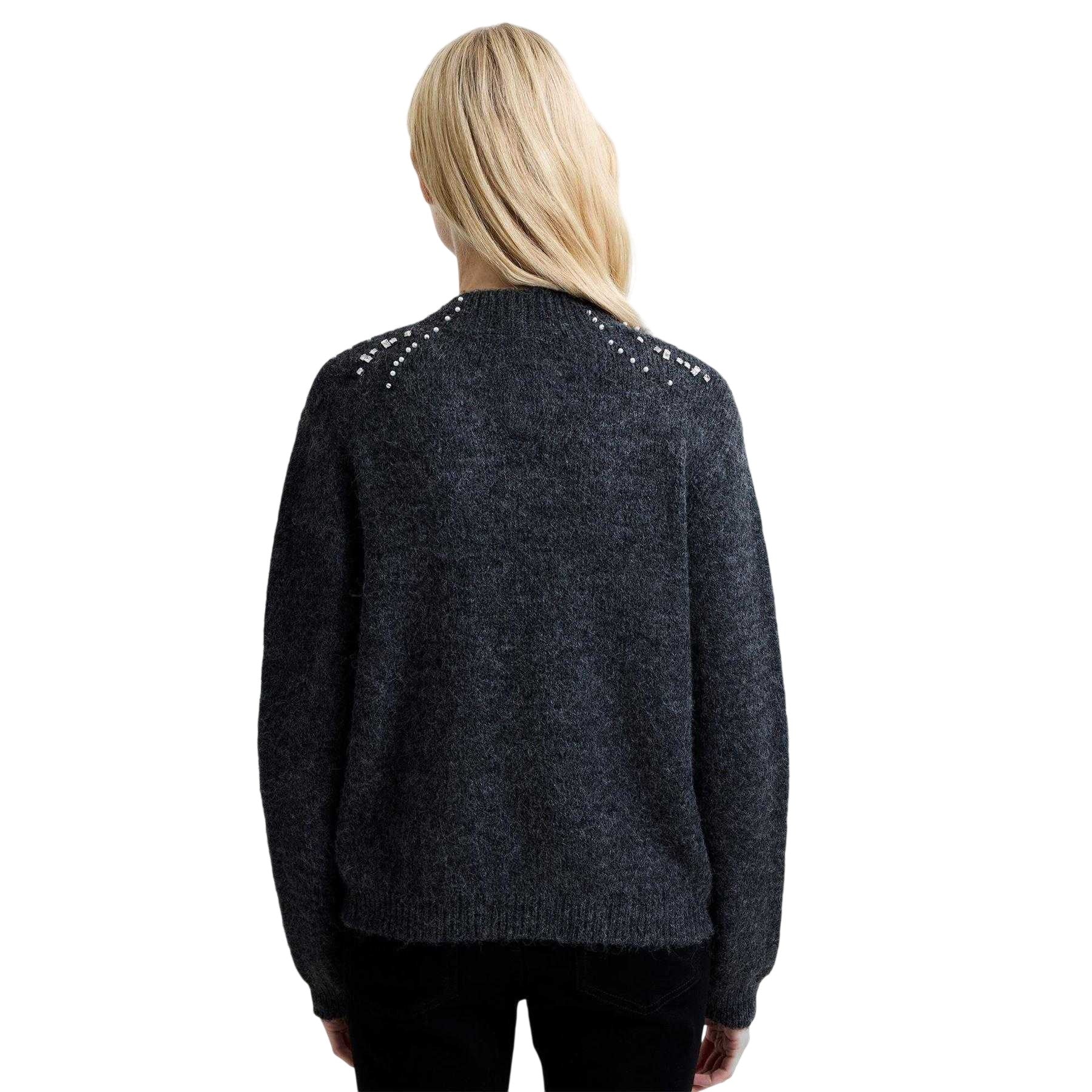 Grey - Back - French Connection Womens-Ladies Tatiana Pearl Knitted Jumper