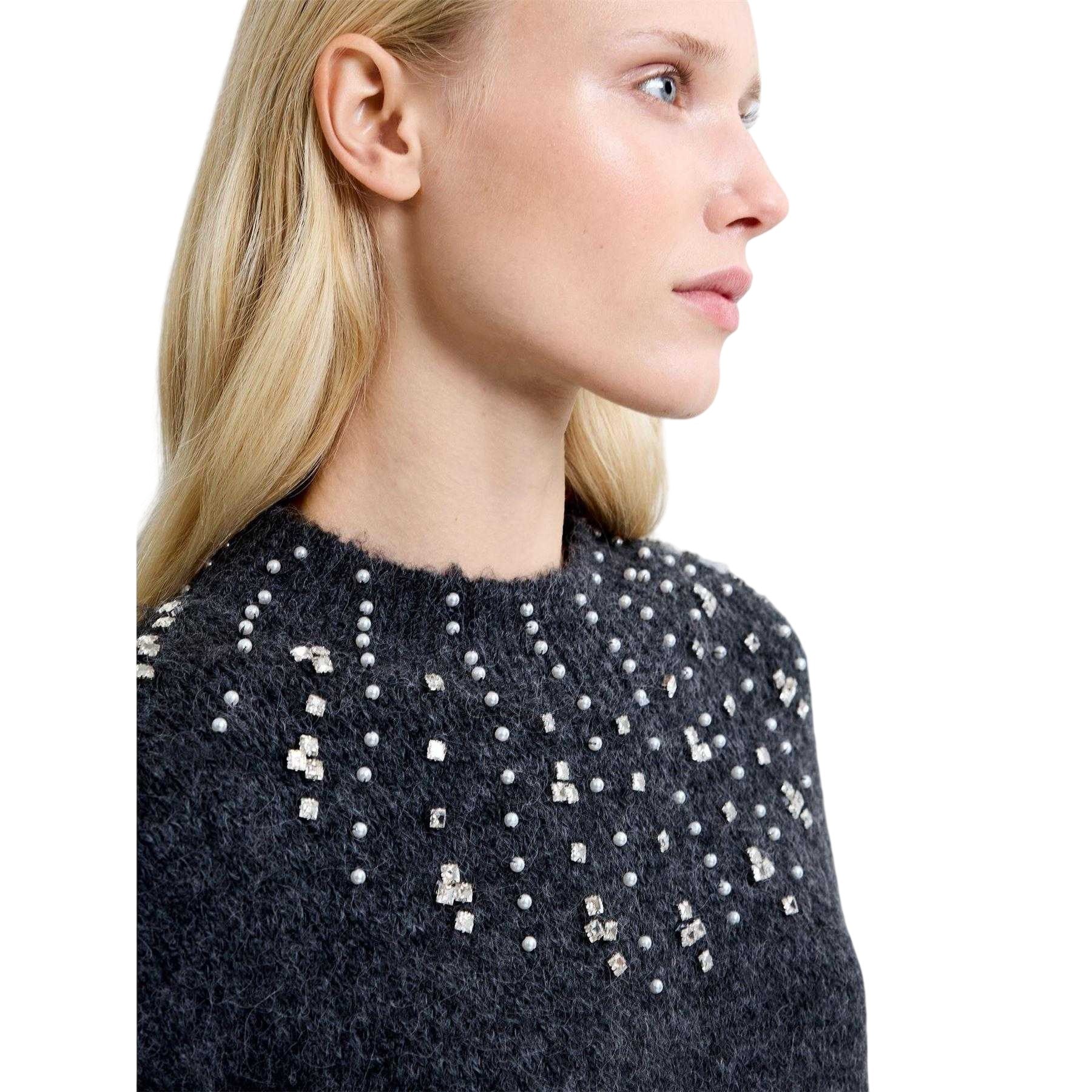 Grey - Lifestyle - French Connection Womens-Ladies Tatiana Pearl Knitted Jumper
