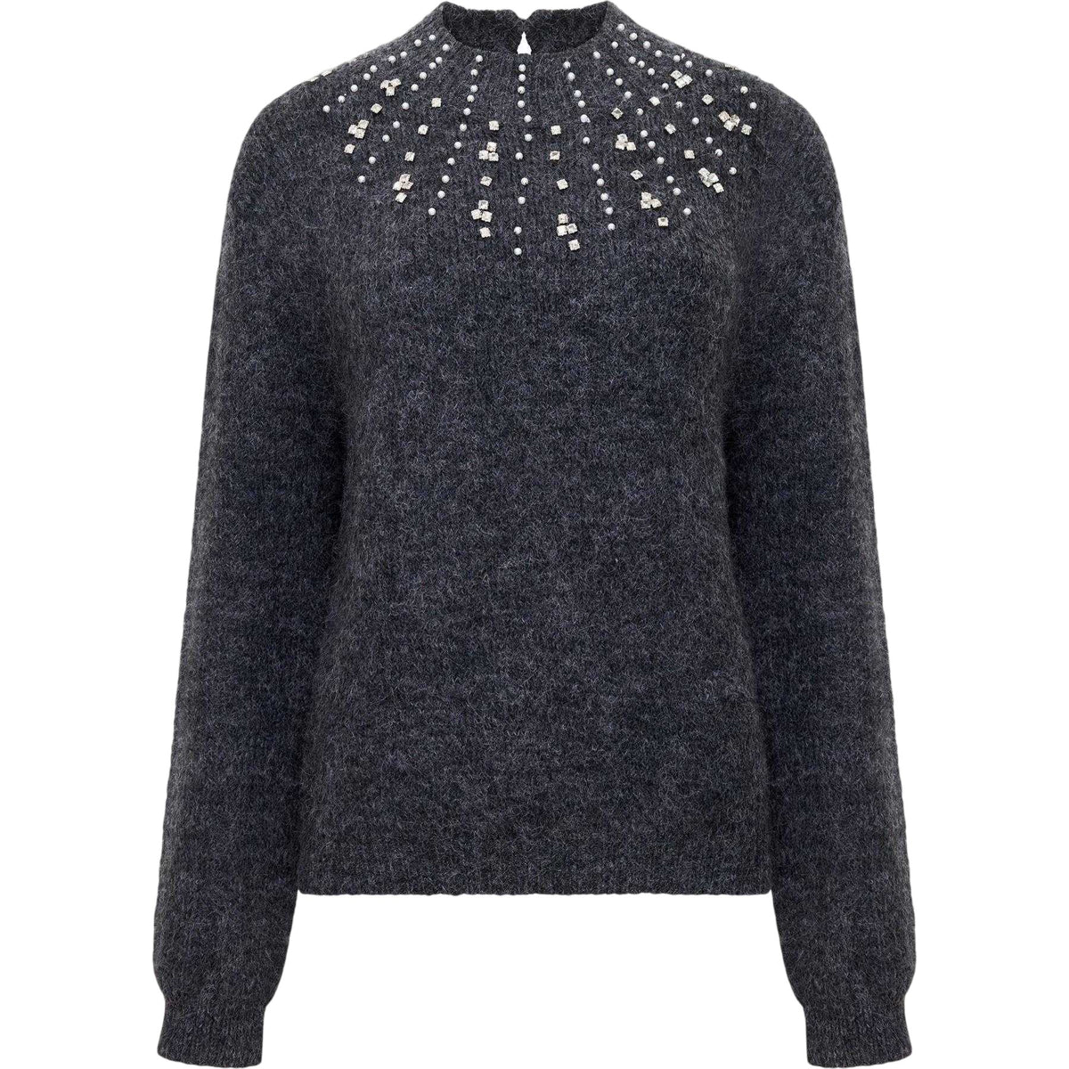Grey - Front - French Connection Womens-Ladies Tatiana Pearl Knitted Jumper