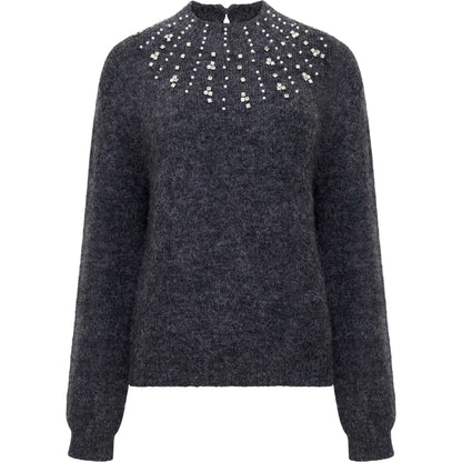 Grey - Front - French Connection Womens-Ladies Tatiana Pearl Knitted Jumper