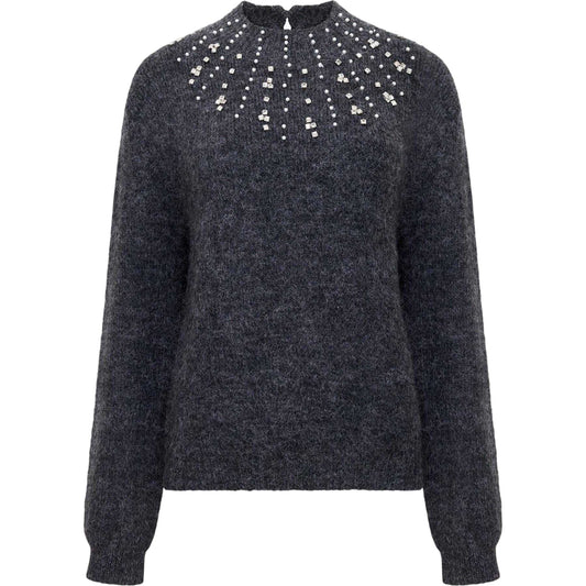 Grey - Front - French Connection Womens-Ladies Tatiana Pearl Knitted Jumper