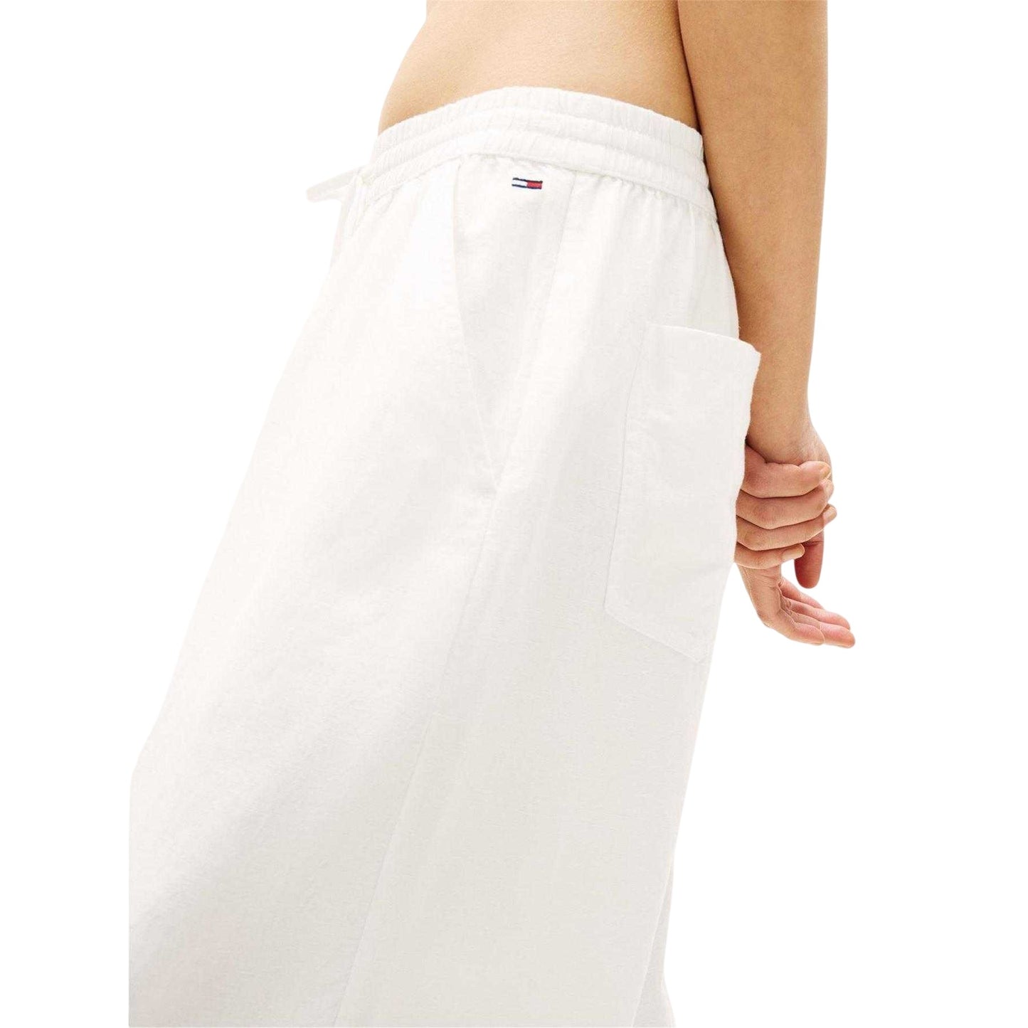 Ecru - Side - Tommy Jeans Womens-Ladies Lightweight Straight Leg Trousers