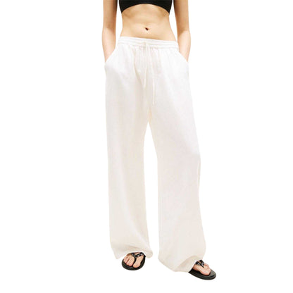 Ecru - Lifestyle - Tommy Jeans Womens-Ladies Lightweight Straight Leg Trousers