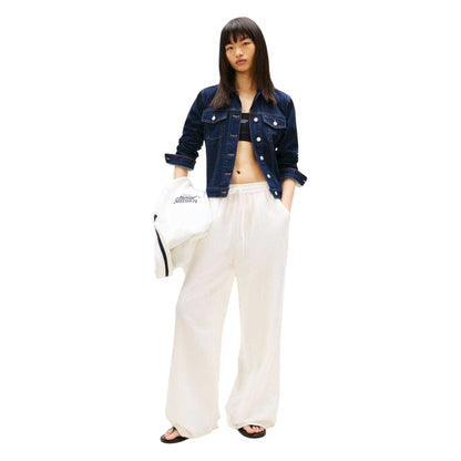Ecru - Pack Shot - Tommy Jeans Womens-Ladies Lightweight Straight Leg Trousers