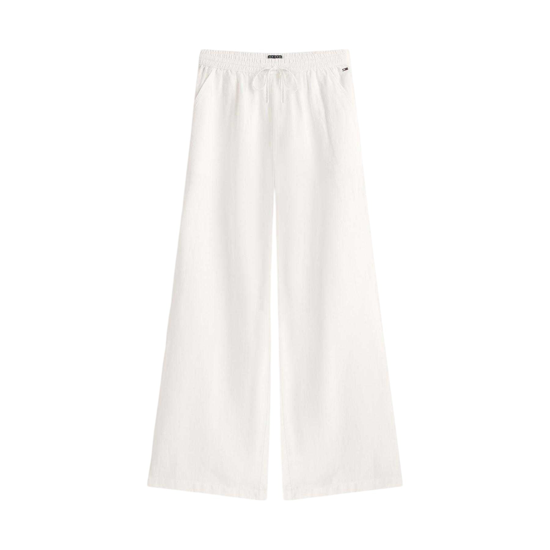 Ecru - Front - Tommy Jeans Womens-Ladies Lightweight Straight Leg Trousers