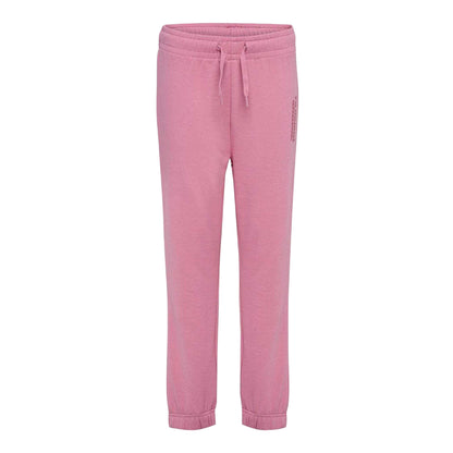 Pink - Front - Hummel Girls Cotton Blend Print Regular Sweatpants