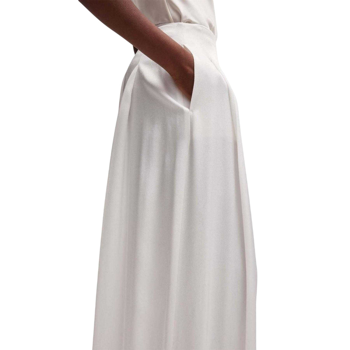 White - Side - Boss Womens-Ladies Tetosa Pleated Relaxed Fit Trousers