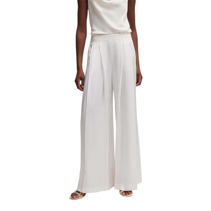 White - Lifestyle - Boss Womens-Ladies Tetosa Pleated Relaxed Fit Trousers