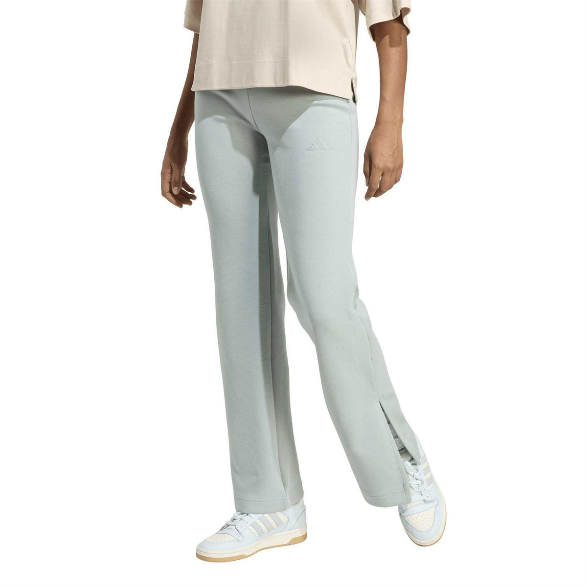 Sage - Pack Shot - Adidas Womens-Ladies Peached Flared Sweatpants