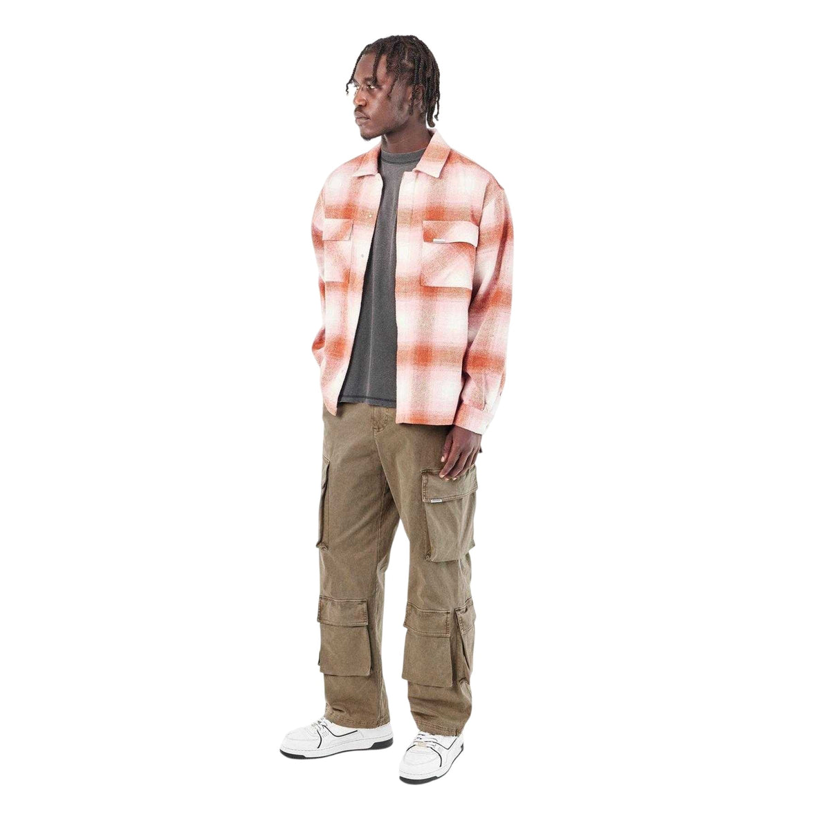 Gray Dawn - Pack Shot - Represent Mens Cotton Multi Pocket Baggy Cargo Trousers