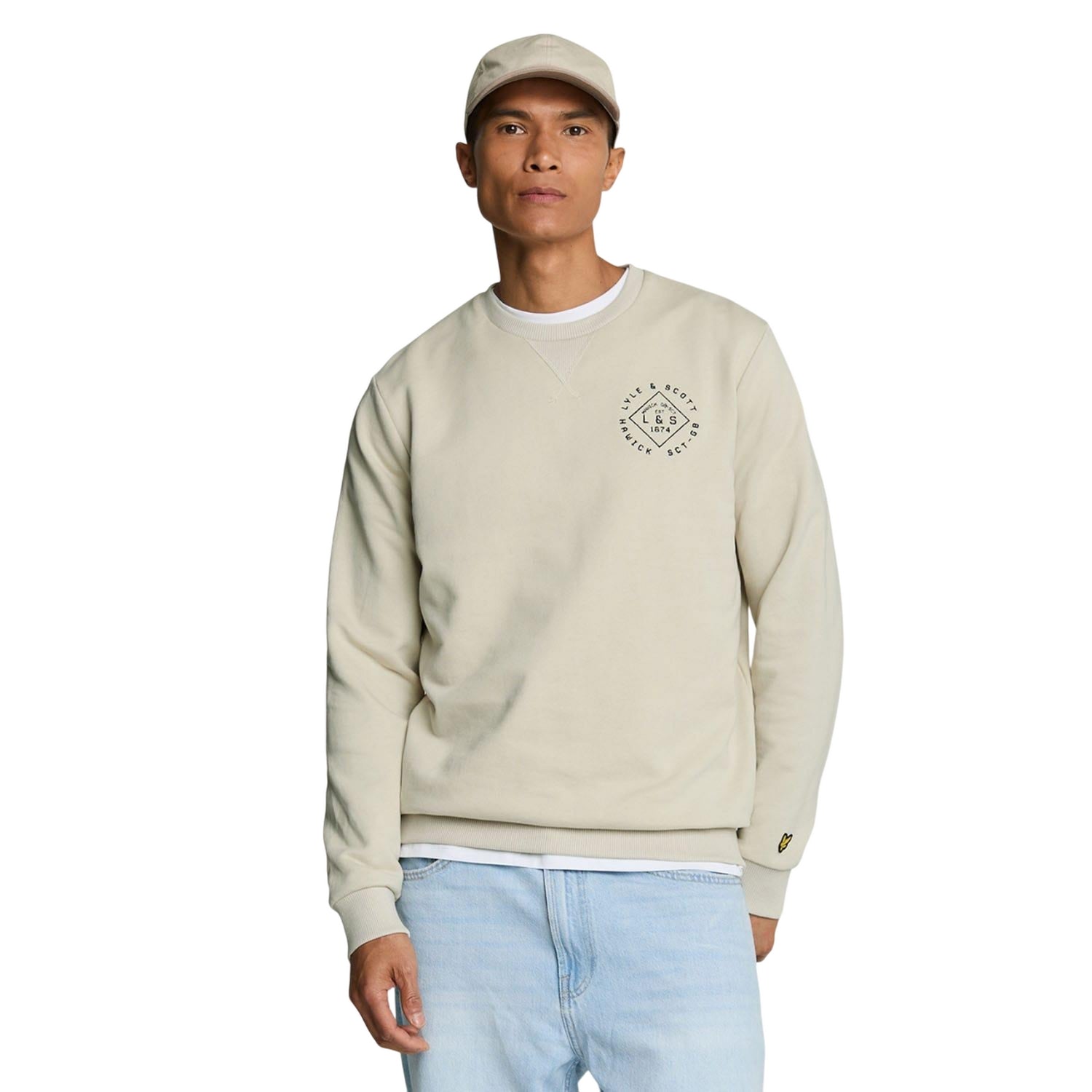 Cream - Lifestyle - Lyle & Scott Mens Stamp Crew Neck Sweatshirt