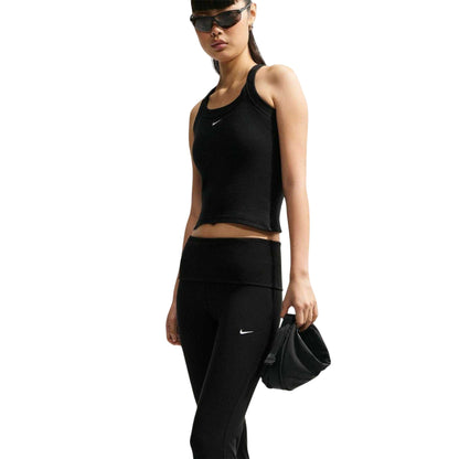 Black - Side - Nike Womens-Ladies Ribbed Yoga Pants