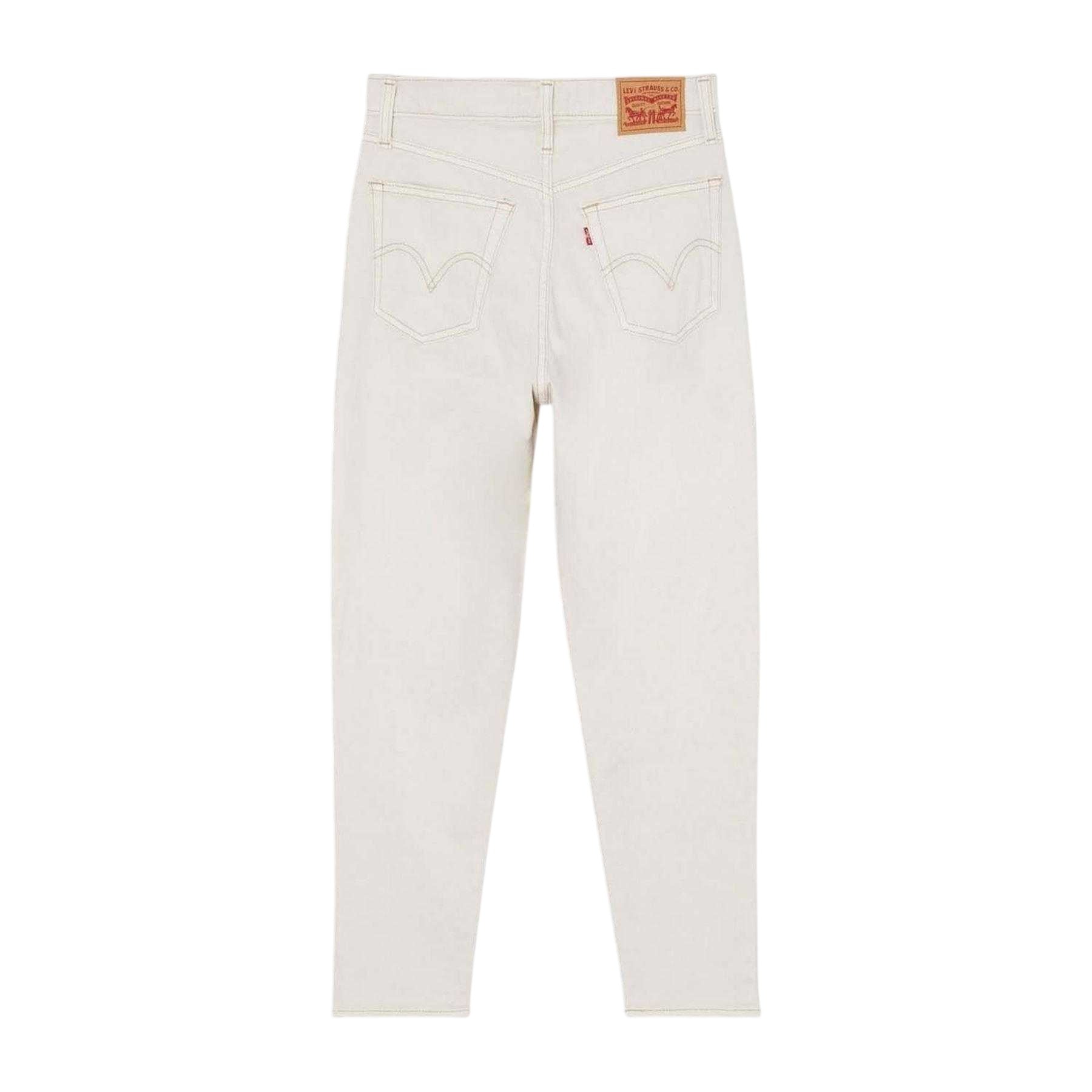 White - Back - Levis Womens-Ladies Mom Leather Patch Regular Jeans