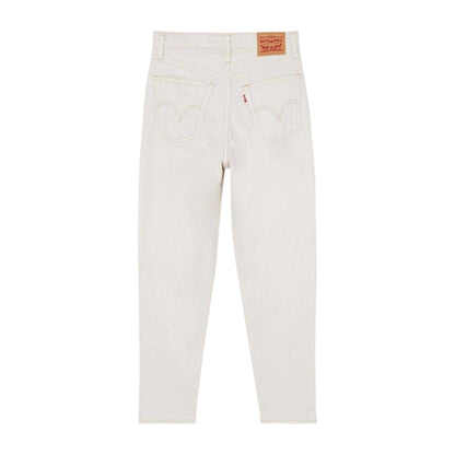 White - Back - Levis Womens-Ladies Mom Leather Patch Regular Jeans