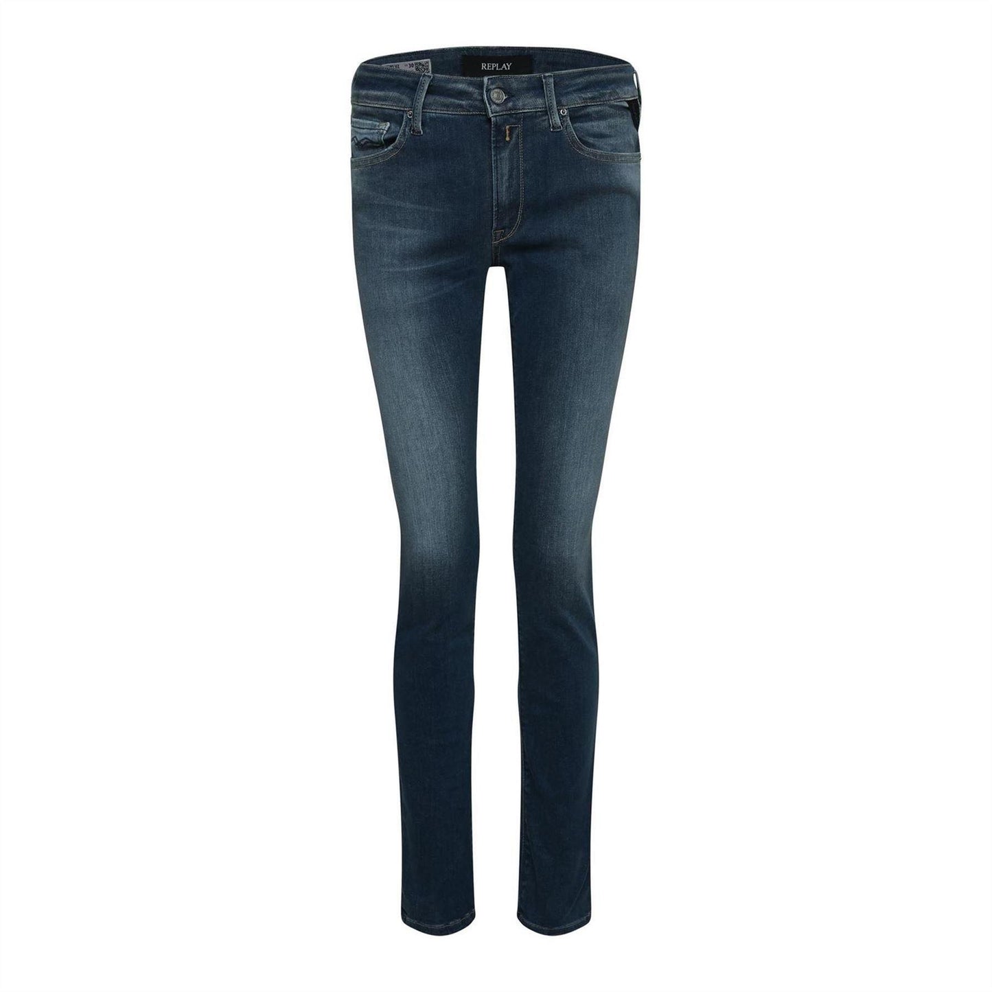 Dark Blue - Front - Replay Womens-Ladies Luz Skinny Jeans
