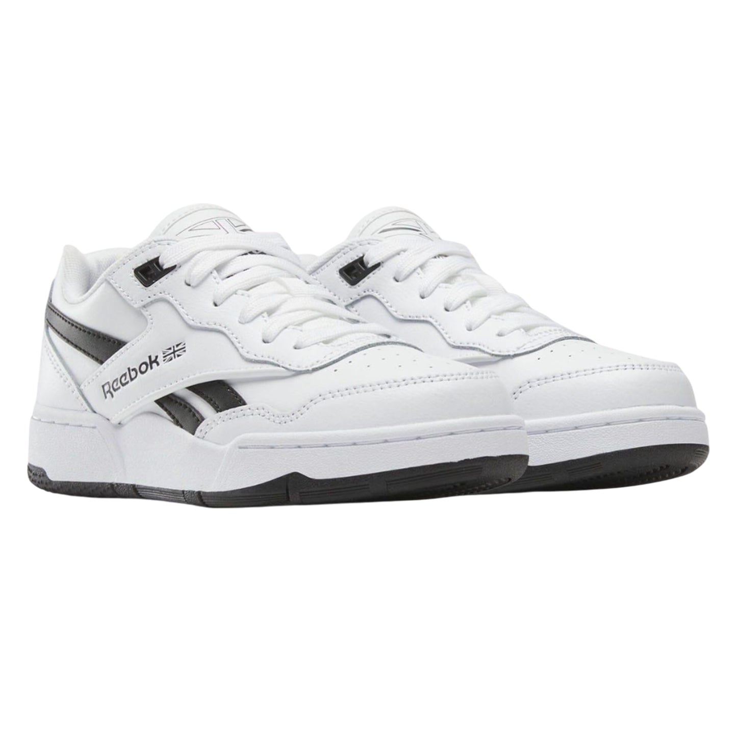White-Black - Front - Reebok Childrens-Kids BB 4000 II Leather Trainers