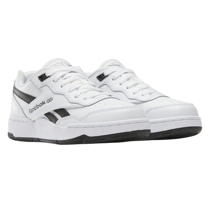 White-Black - Front - Reebok Childrens-Kids BB 4000 II Leather Trainers